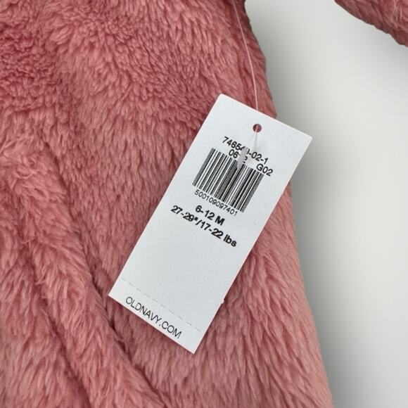 NWT Old Navy 6-12mo Baby Girl Pink Fleece Zip Up Hoodie with Tiny Ears - Picture 5 of 5